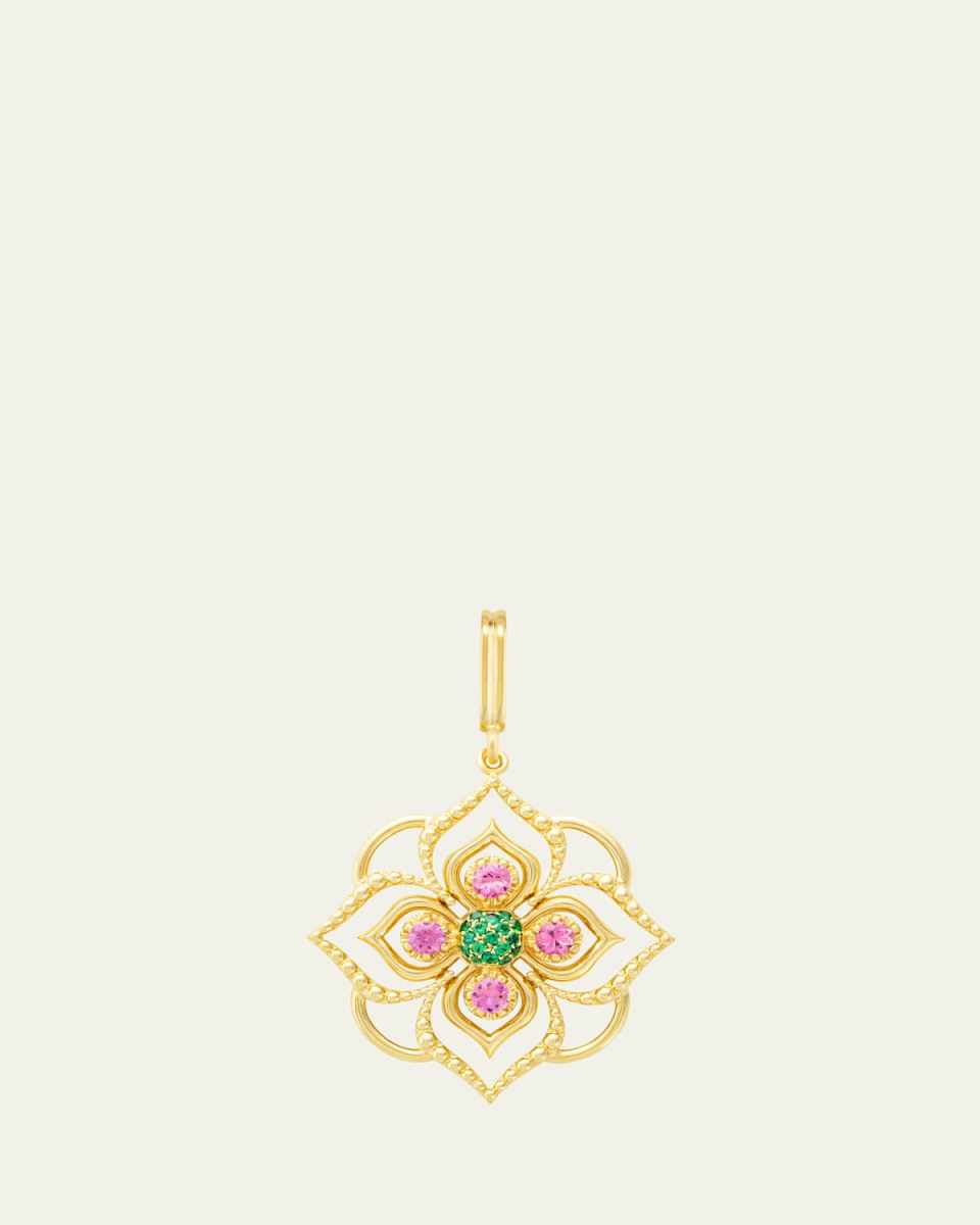 Giardino 18K Yellow Gold Green Fields Charm with Sapphire and Tsavorite